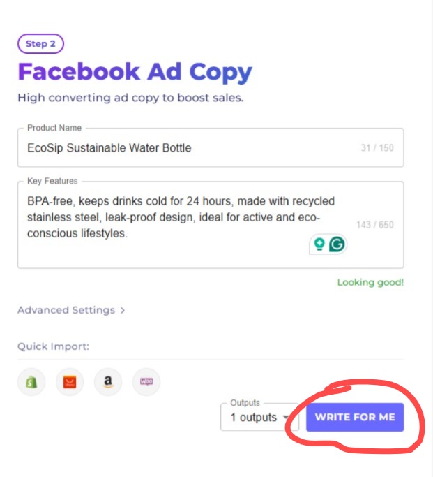 CopyGenius.io output showcasing AI-generated product description – digital marketing content example” 