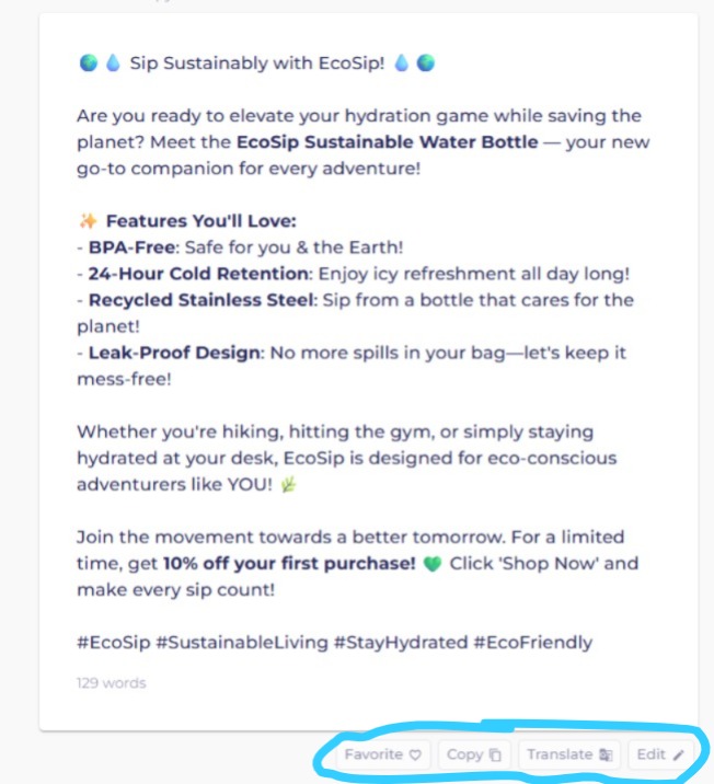 “Refining AI-generated content in CopyGenius.io for digital marketing copy customization” 