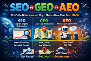 difference between SEO GEO and AEO